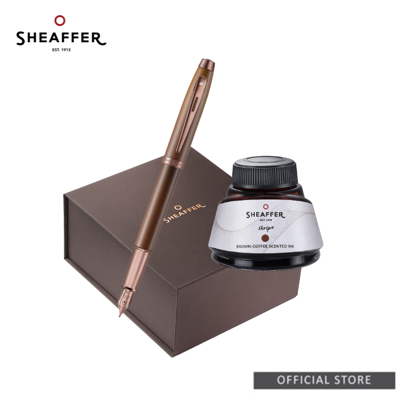 Sheaffer 100 9374 Coffee Edition Matt Brown Fountain Pen + Fragrant Ink 50ml Set