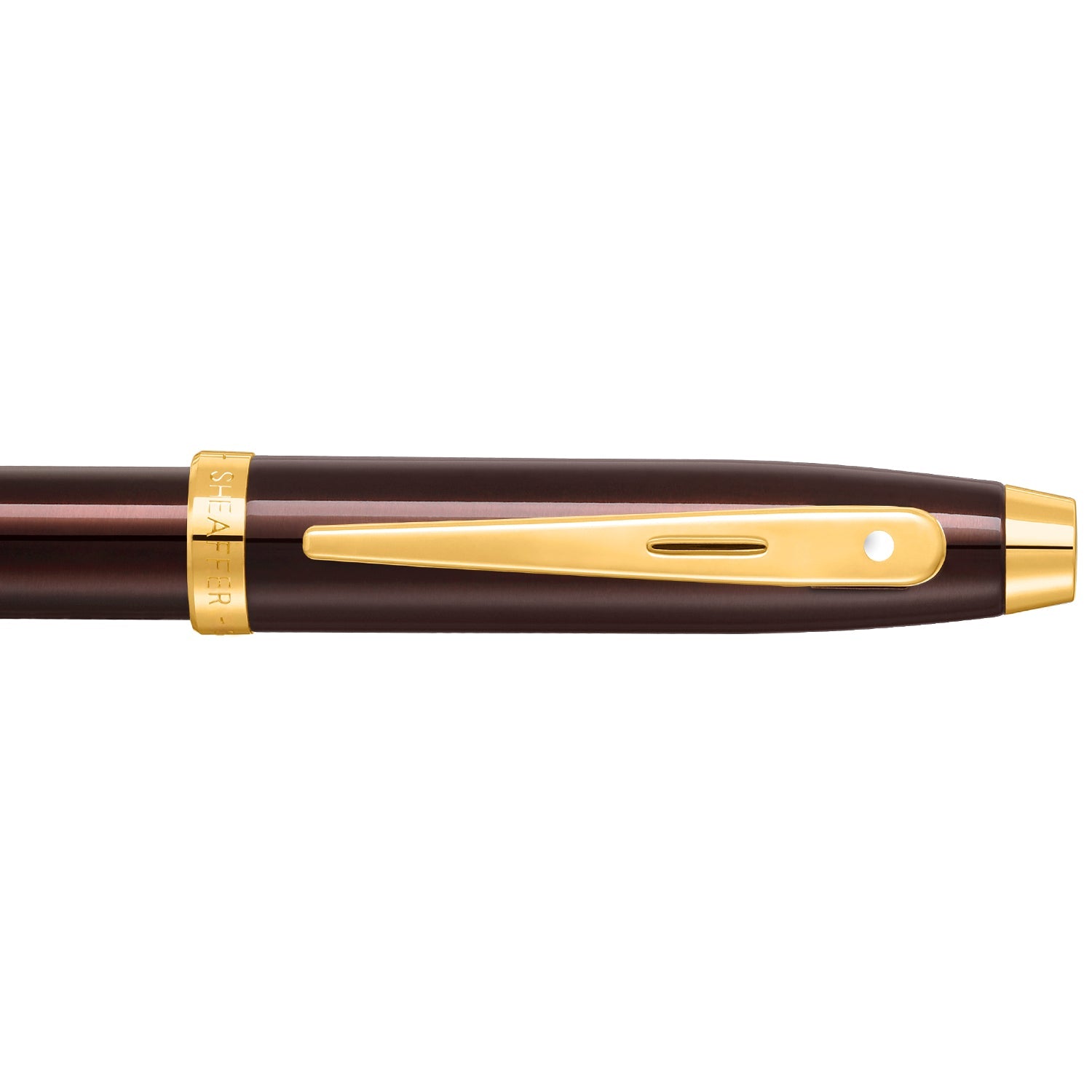 Sheaffer 100 9370 Glossy Coffee Brown Fountain Pen With PVD Gold-Tone Trim