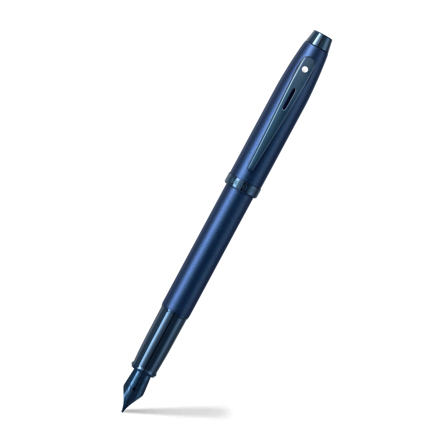 Sheaffer 100 9371 Satin Blue Fountain Pen With PVD Blue Trim