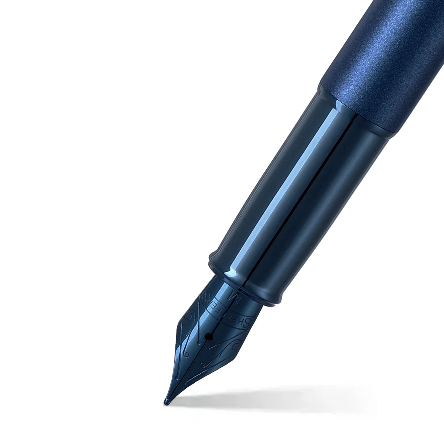 Sheaffer 100 9371 Satin Blue Fountain Pen With PVD Blue Trim