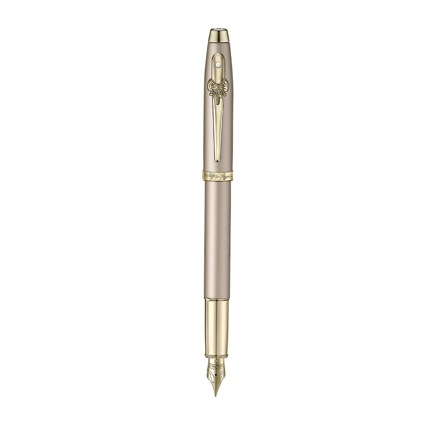 Sheaffer 100 EIP 9377 Champagne Gold Fountain Pen (Medium) with Champagne Gold Trims and Bow-Shaped Clip Emblem