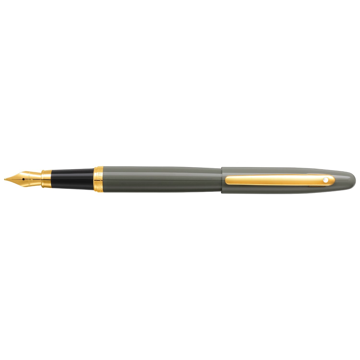 Sheaffer VFM 9427 Glossy Light Gray Fountain Pen With PVD Gold-Tone Trim - Medium