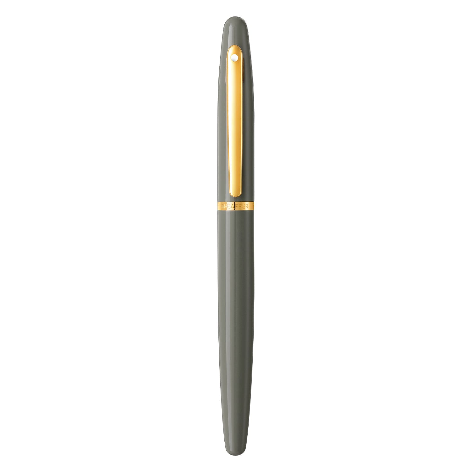 Sheaffer VFM 9427 Glossy Light Gray Fountain Pen With PVD Gold-Tone Trim - Medium