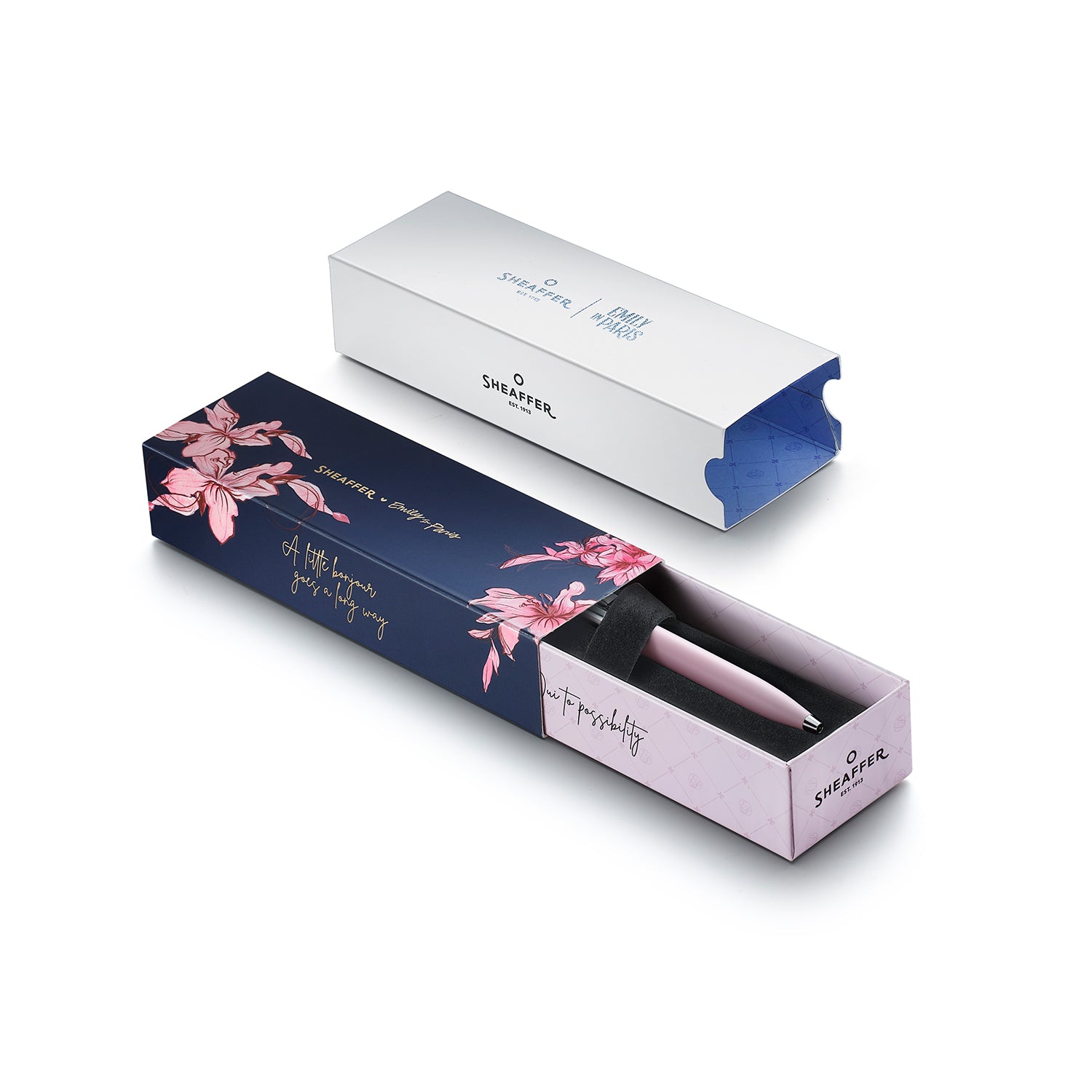 Sheaffer Sentinel EIP E321 Pink Matte Finish Ballpoint Pen with Chrome-Plated Trims and Bow-Shaped Clip Emblem