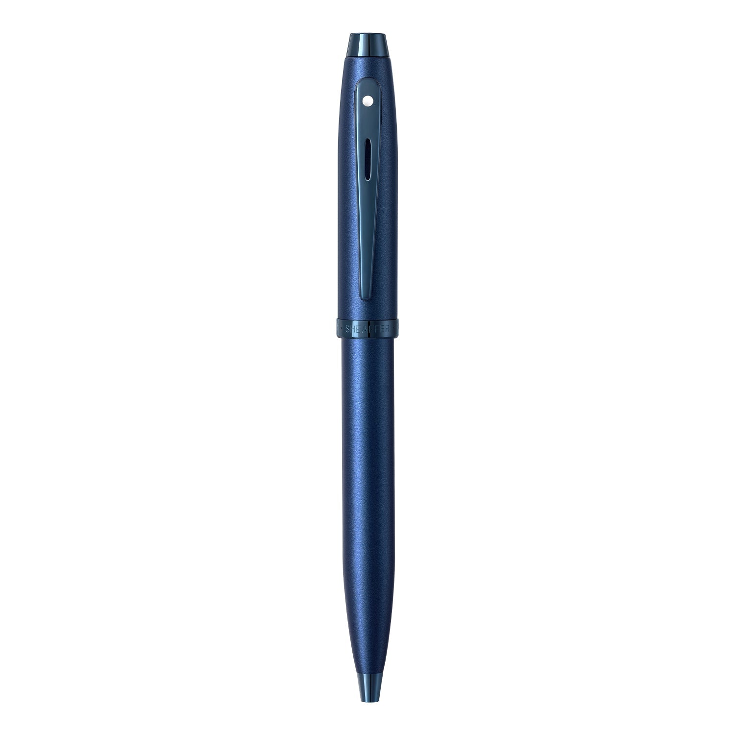 Sheaffer 100 9371 Satin Blue Ballpoint Pen With PVD Blue Trim