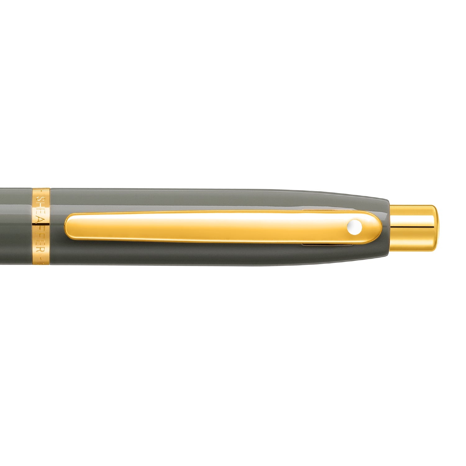 Sheaffer VFM 9427 Glossy Light Gray Ballpoint Pen With PVD Gold-Tone Trim