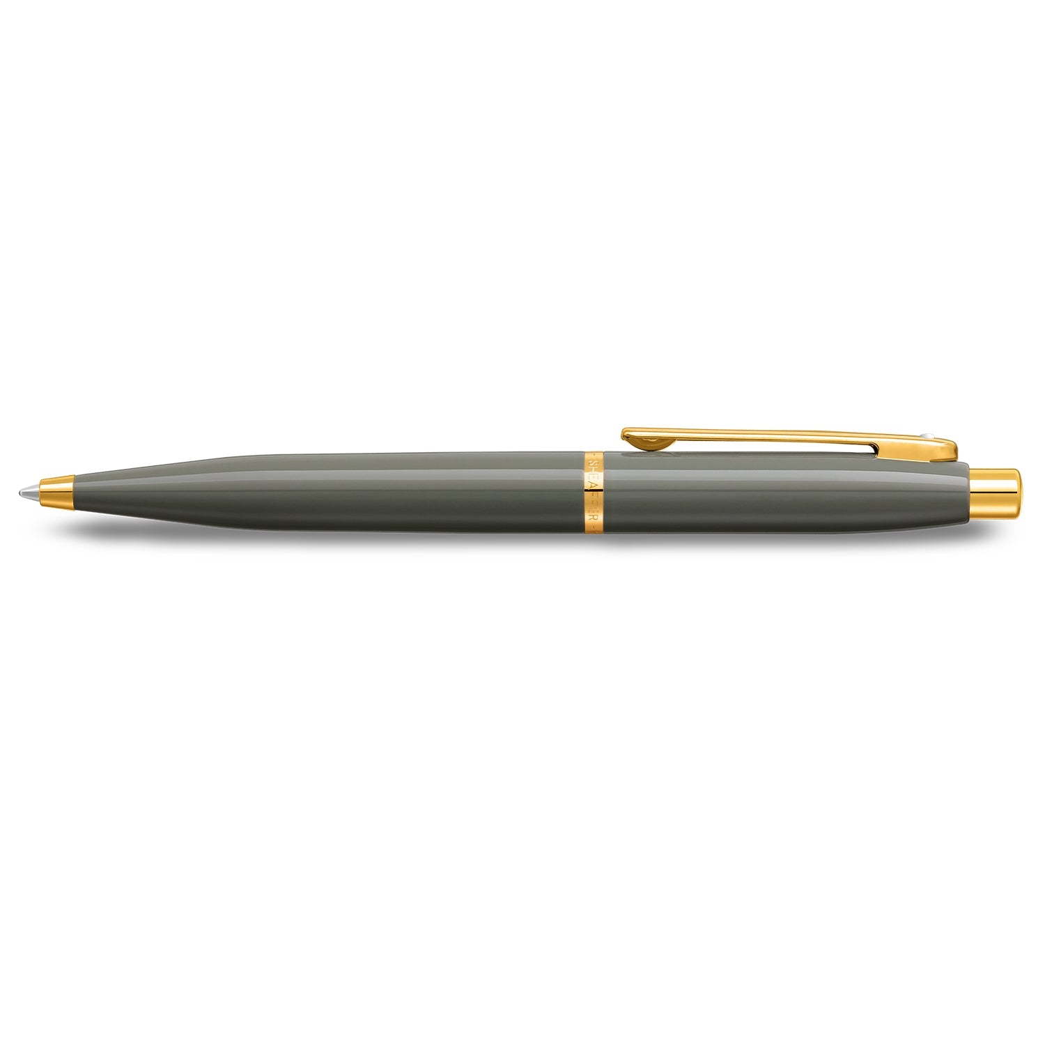 Sheaffer VFM 9427 Glossy Light Gray Ballpoint Pen With PVD Gold-Tone Trim