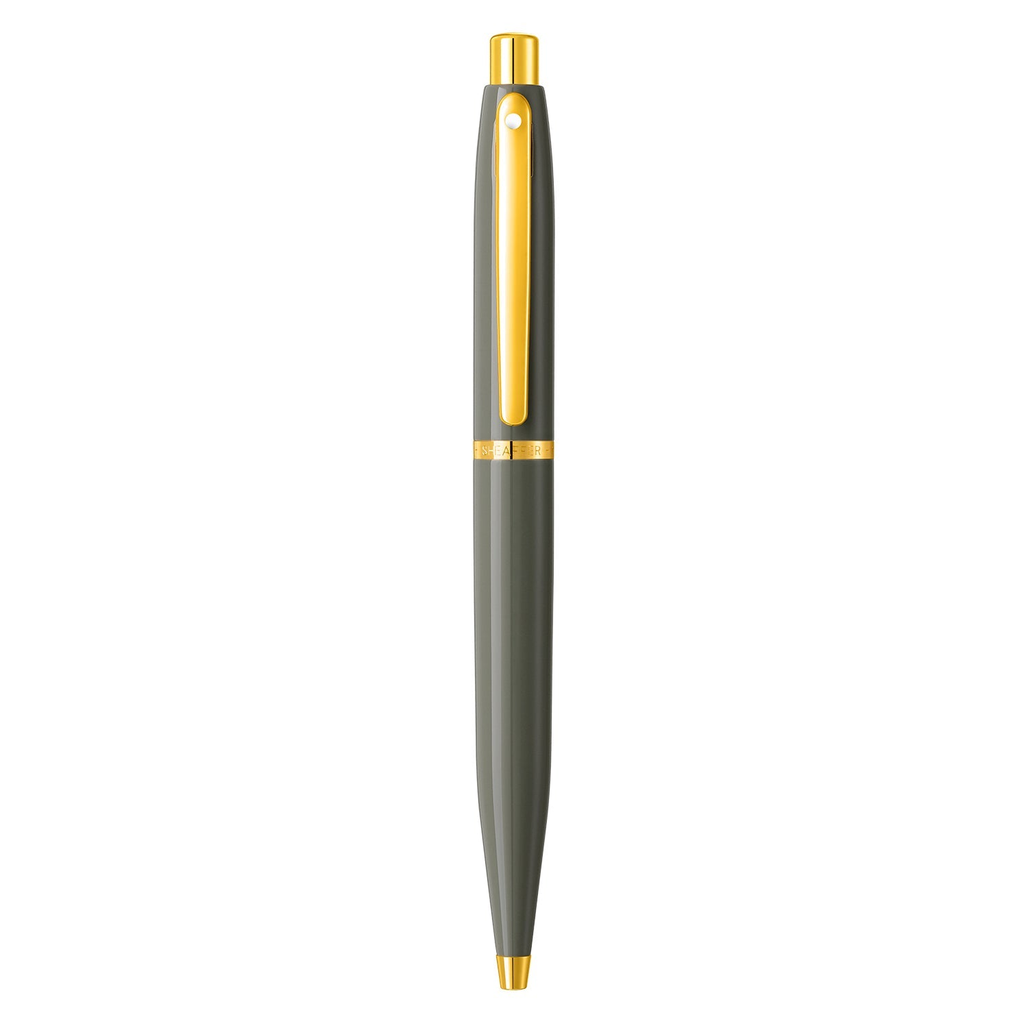 Sheaffer VFM 9427 Glossy Light Gray Ballpoint Pen With PVD Gold-Tone Trim