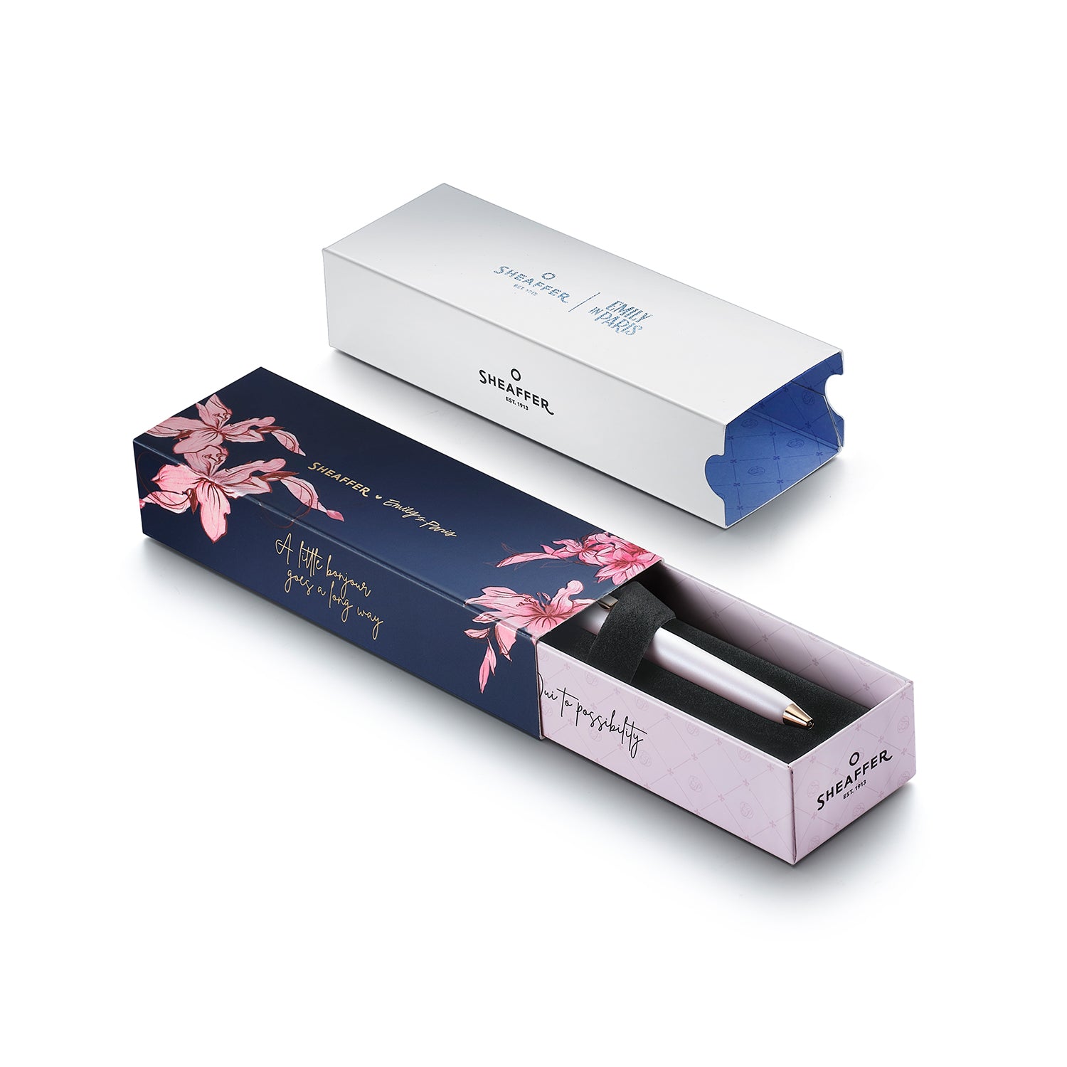Sheaffer EIP Prelude Mini 9810 Pastel Pink and PVD Rose Gold Trims with Heart Emblem and Swarovski Crystal Ballpoint Pen