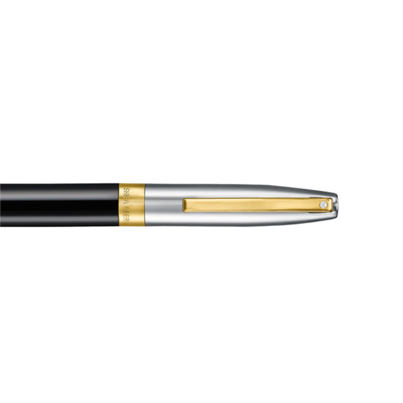 Sheaffer Legacy 9065 Glossy Black and Chrome Bi-color Ballpoint Pen with 14K PVD Gold-Plated, Stainless Steel Trims