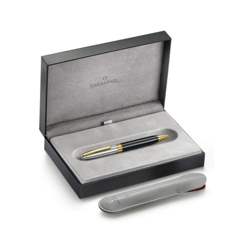 Sheaffer Legacy 9065 Glossy Black and Chrome Bi-color Ballpoint Pen with 14K PVD Gold-Plated, Stainless Steel Trims
