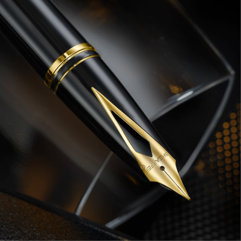 Sheaffer Legacy 9065 Glossy Black and Chrome Bi-color Fountain Pen with 14K PVD Gold-Plated, Stainless Steel Inlaid Nib and Trims