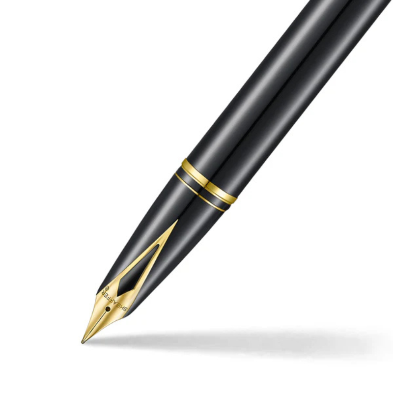 Sheaffer Legacy 9065 Glossy Black and Chrome Bi-color Fountain Pen with 14K PVD Gold-Plated, Stainless Steel Inlaid Nib and Trims