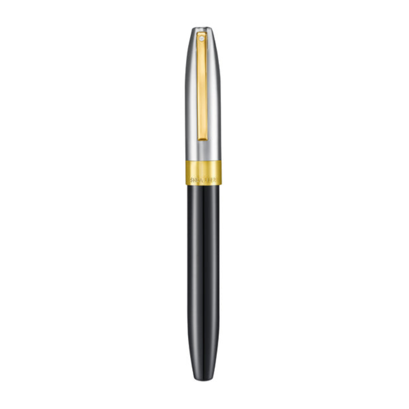 Sheaffer Legacy 9065 Glossy Black and Chrome Bi-color Fountain Pen with 14K PVD Gold-Plated, Stainless Steel Inlaid Nib and Trims