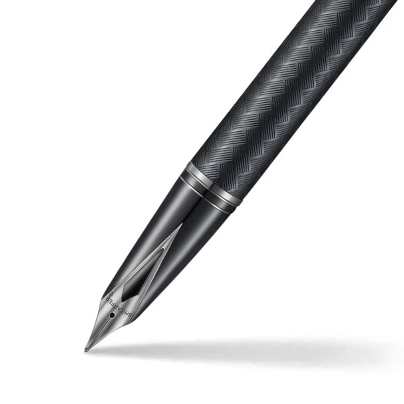 Sheaffer Legacy Chevron 9066 Matte Black Fountain Pen with PVD Gunmetal Inlaid Nib and Trims