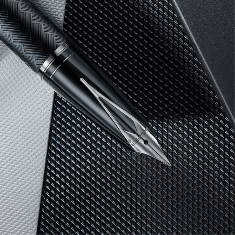 Sheaffer Legacy Chevron 9066 Matte Black Fountain Pen with PVD Gunmetal Inlaid Nib and Trims