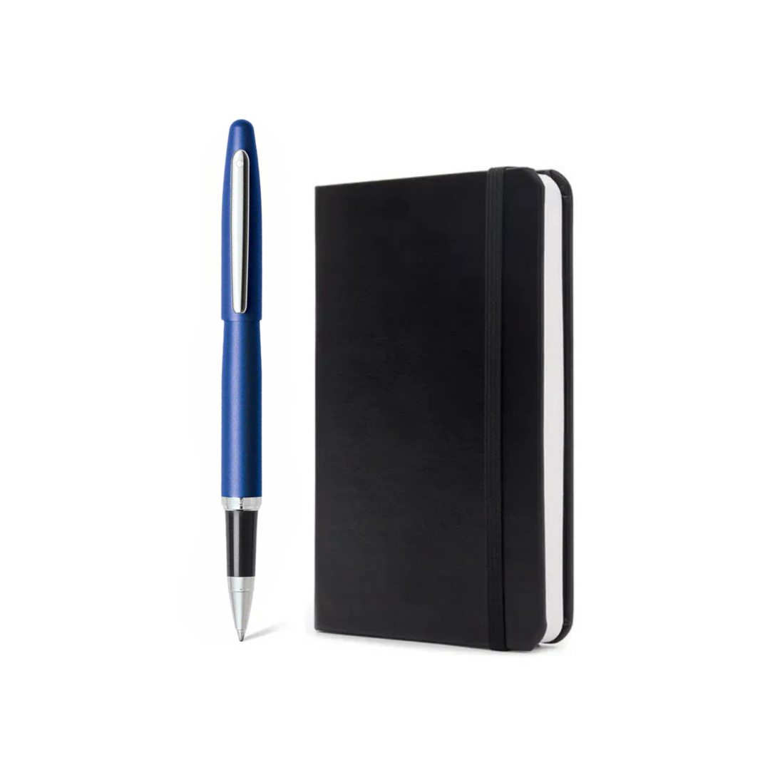 Sheaffer VFM Rollerball With A6 Notebook Gift Set - Chrome/Neon Blue/Matte Black