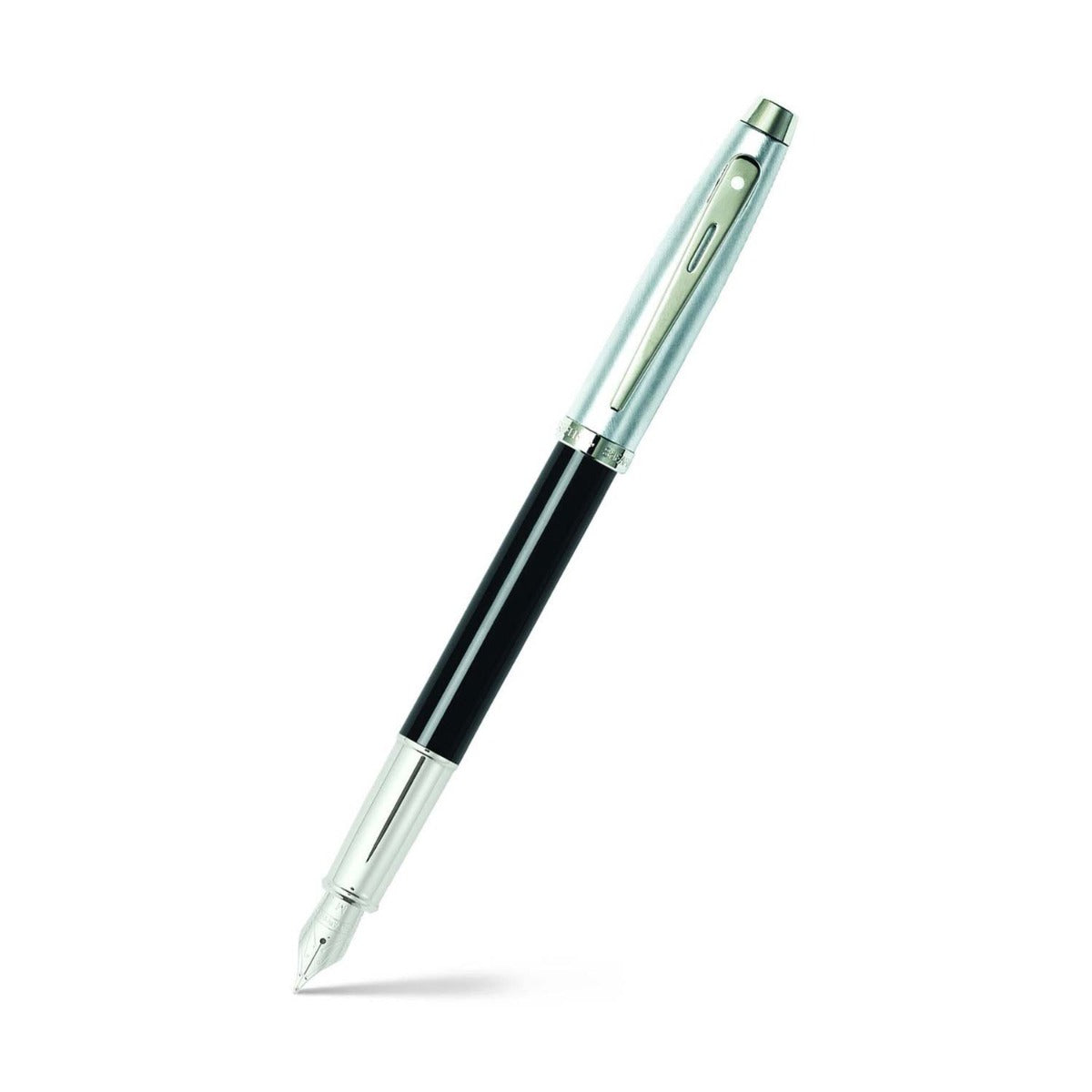 Sheaffer 100 Black and Chrome Fountain Pen With Chrome Trims - Fine