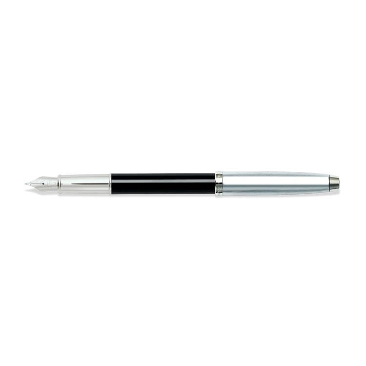 Sheaffer 100 Black and Chrome Fountain Pen With Chrome Trims - Fine