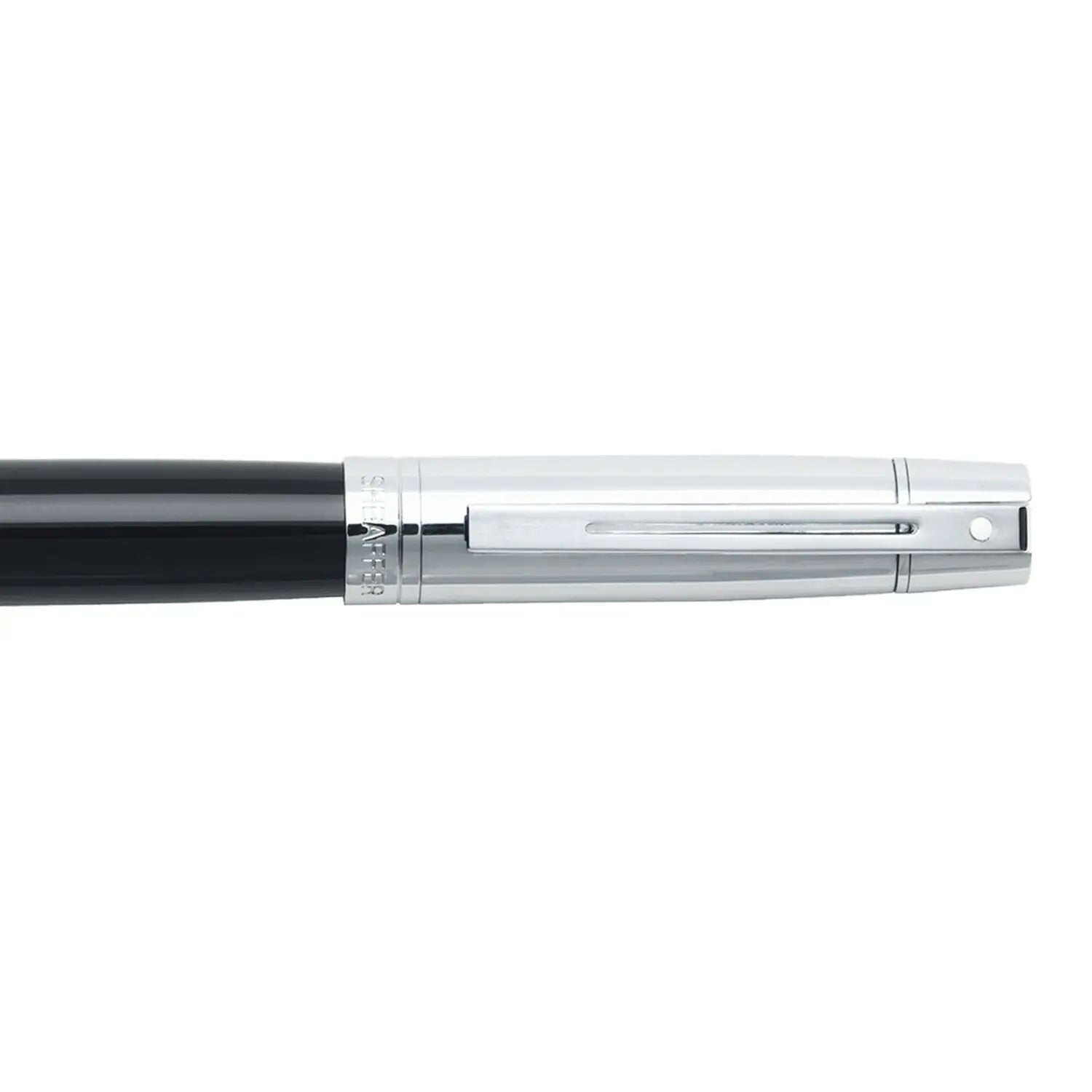 Sheaffer 300 Glossy Black and Chrome Fountain Pen With Chrome Trims