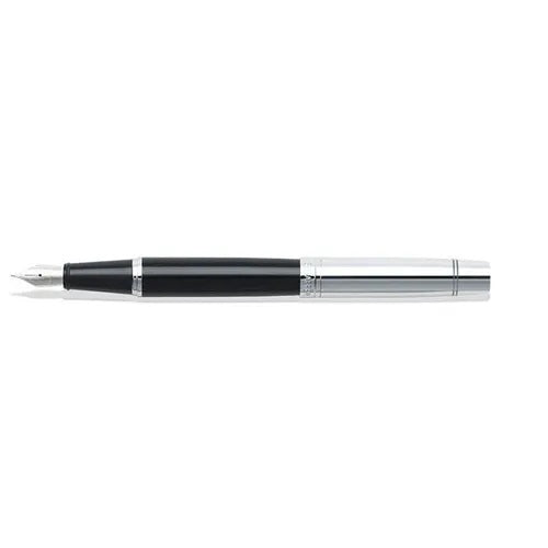 Sheaffer 300 Glossy Black and Chrome Fountain Pen With Chrome Trims