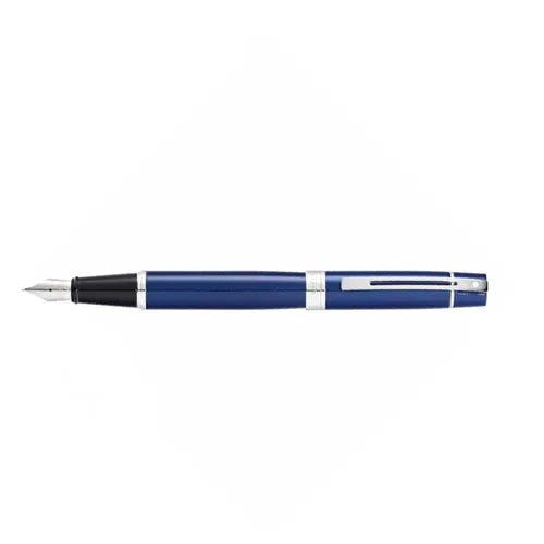 Sheaffer 300 Glossy Blue Fountain Pen With Chrome Trims