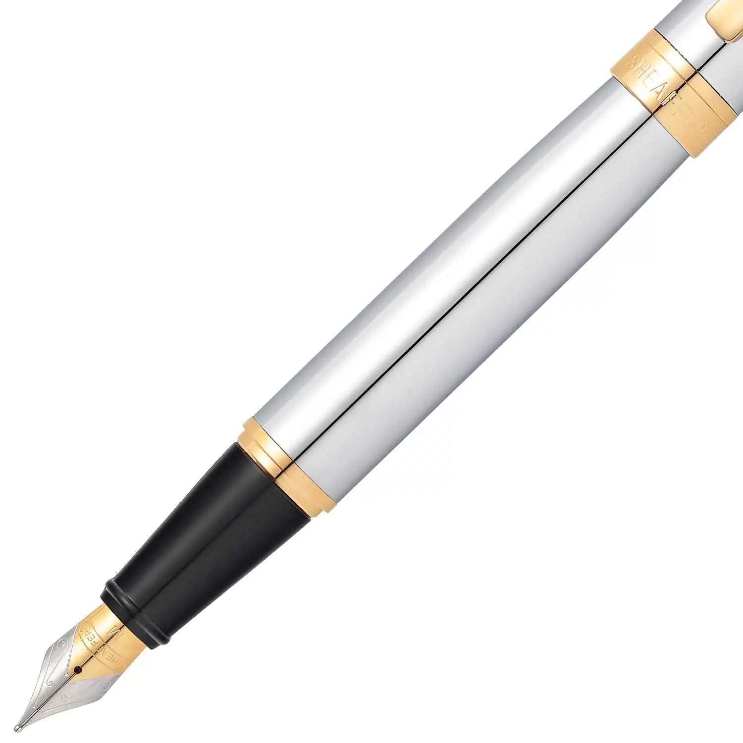 Sheaffer 300 Bright Chrome Fountain Pen With Gold Trims