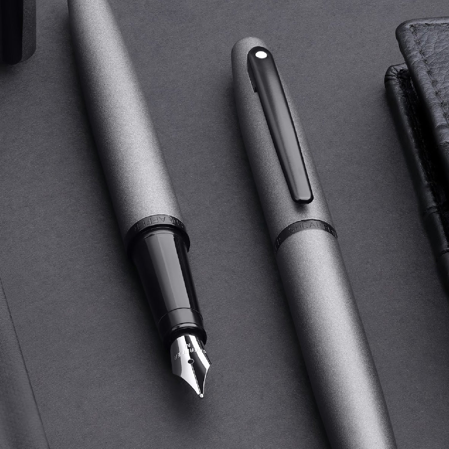 Sheaffer VFM 9424 Matte Gray Fountain Pen With Matte Black Trim