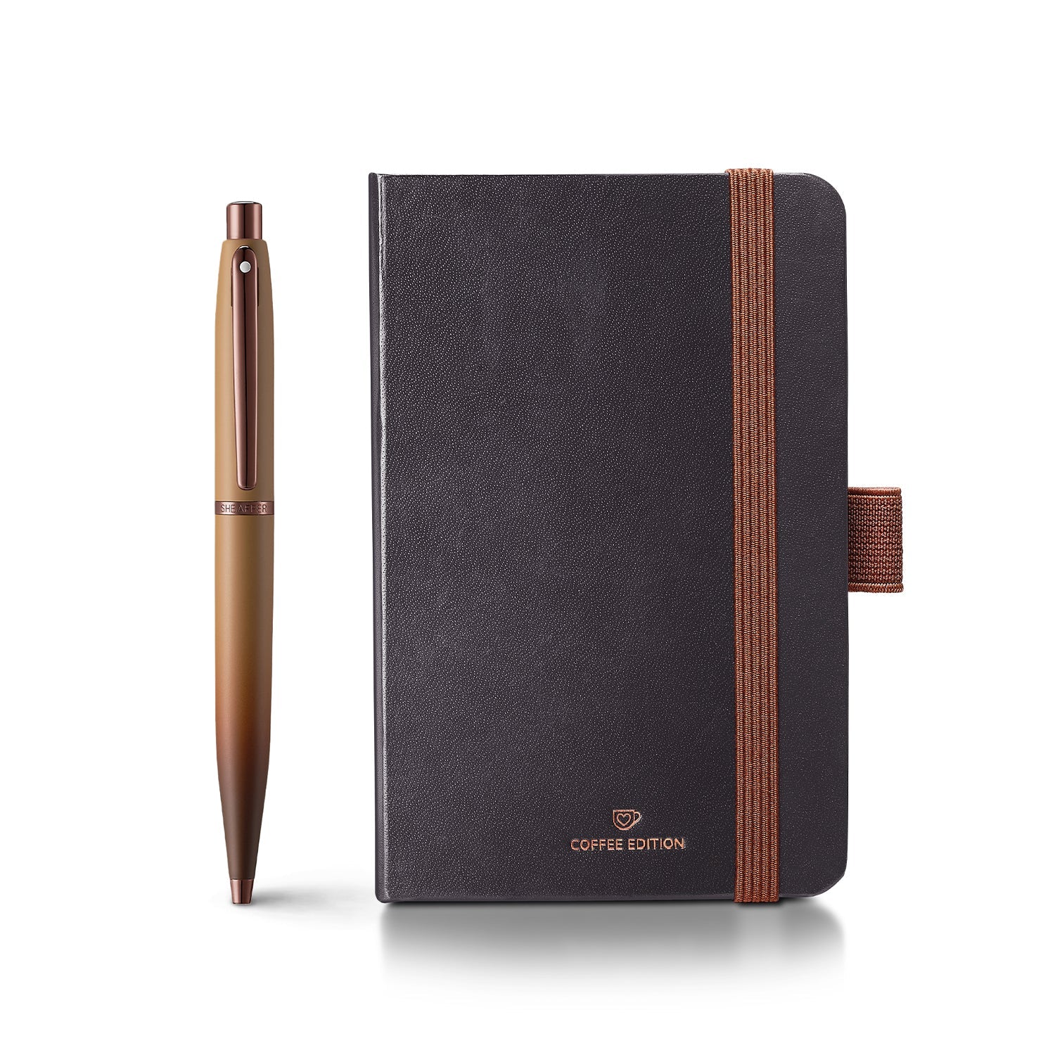 Sheaffer Gift Set ft. Coffee Edition VFM 9428 Ballpoint Pen with Regal Brown PVD Trims and Small Notebook