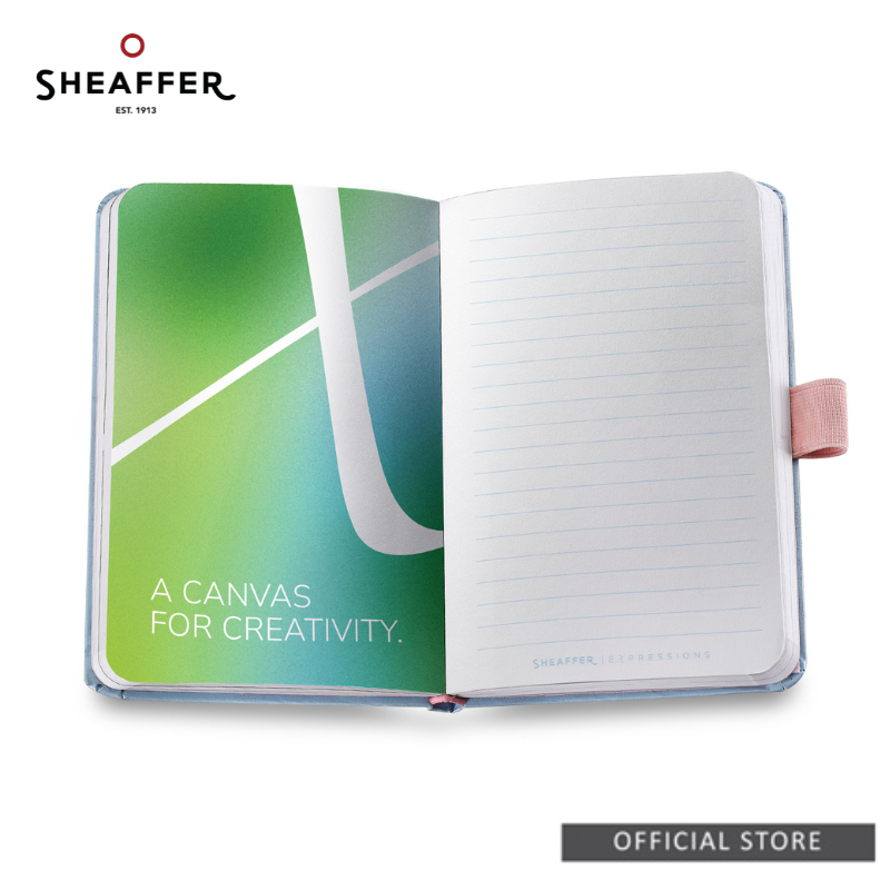 Sheaffer 100 9376 Blue and Pink Expressions Pearlised Gradient with Chrome Trims Ballpoint Pen Giftset with Metallic Silver Small Notebook