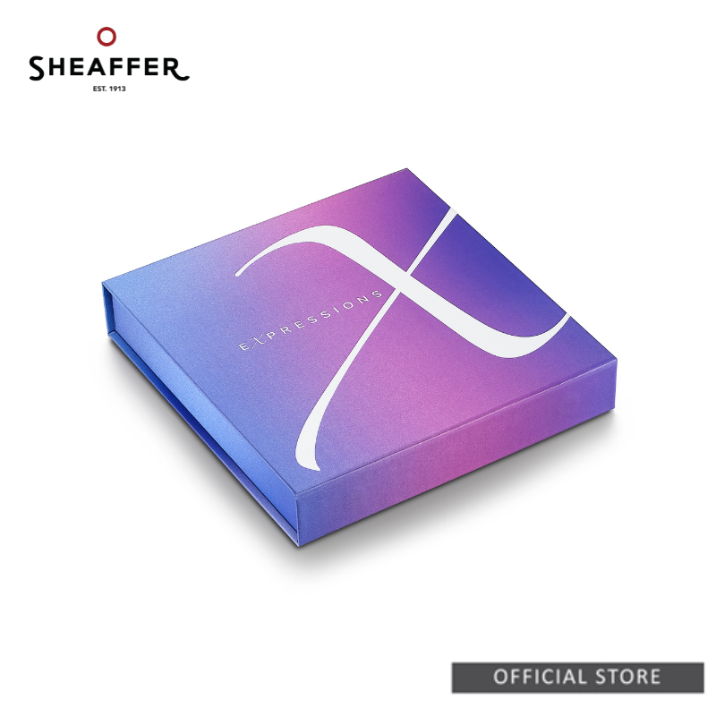 Sheaffer 100 9376 Blue and Pink Expressions Pearlised Gradient with Chrome Trims Ballpoint Pen Giftset with Metallic Silver Small Notebook