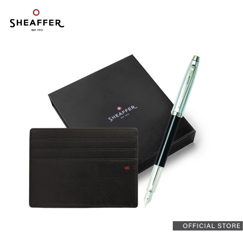 Sheaffer 100 Fountain/Rollerball Pen with Credit Card Holder Set