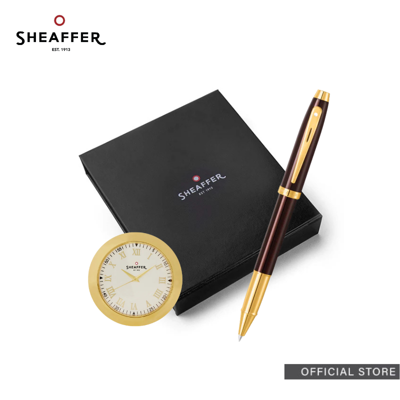 Sheaffer 100 Rollerball/Ballpoint Pen with Table Clock Premium Set