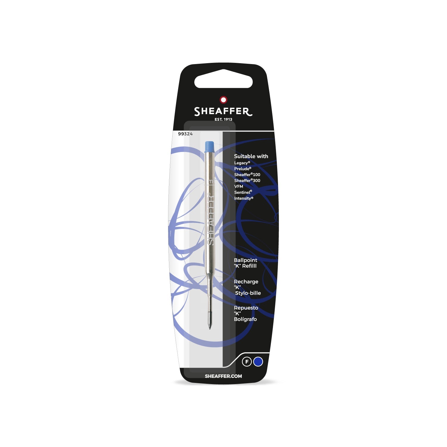 Sheaffer® Ballpoint Refill "K" Style - Blue Fine - Blister Card