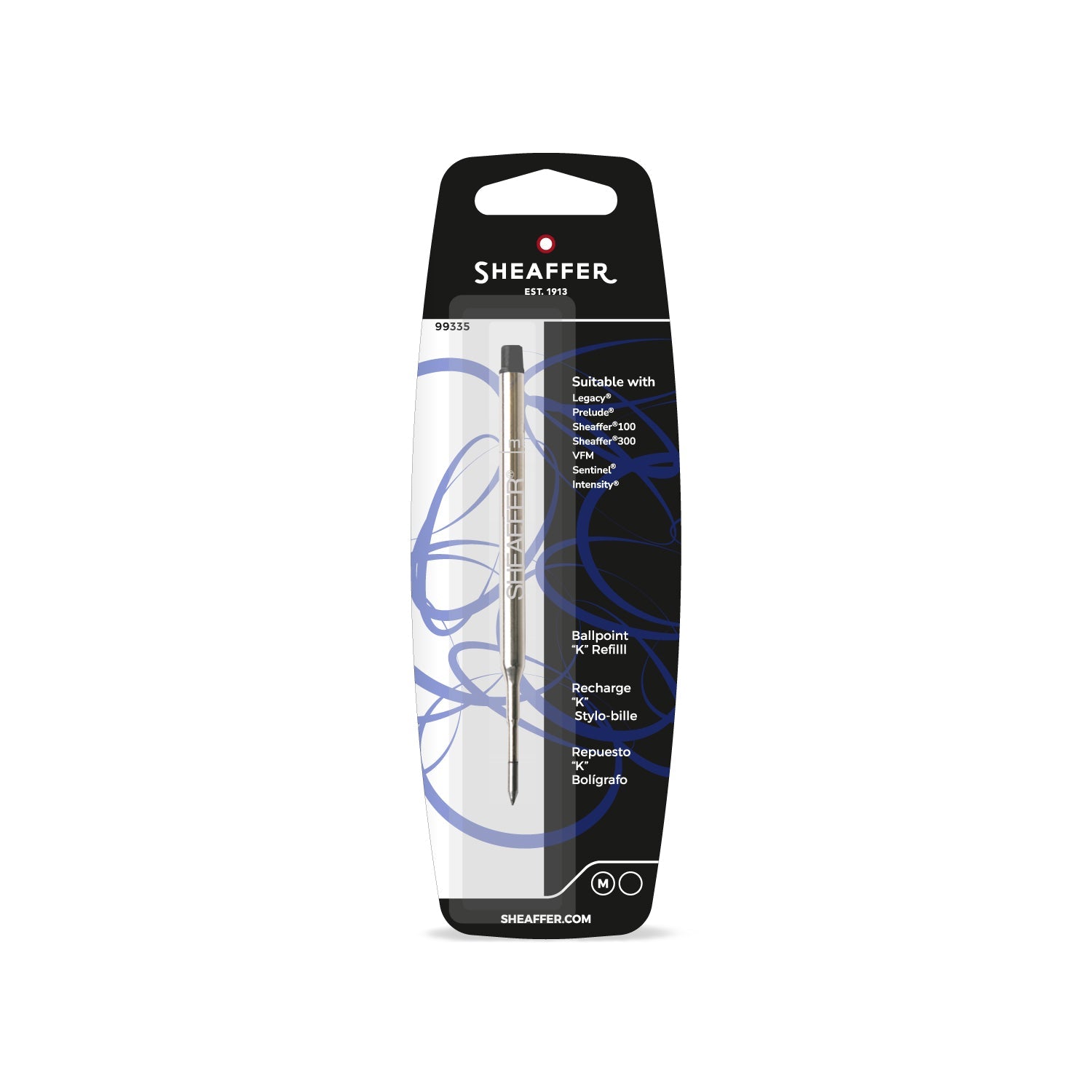Sheaffer® Ballpoint Refill "K" Style - Black Medium - Blister Card