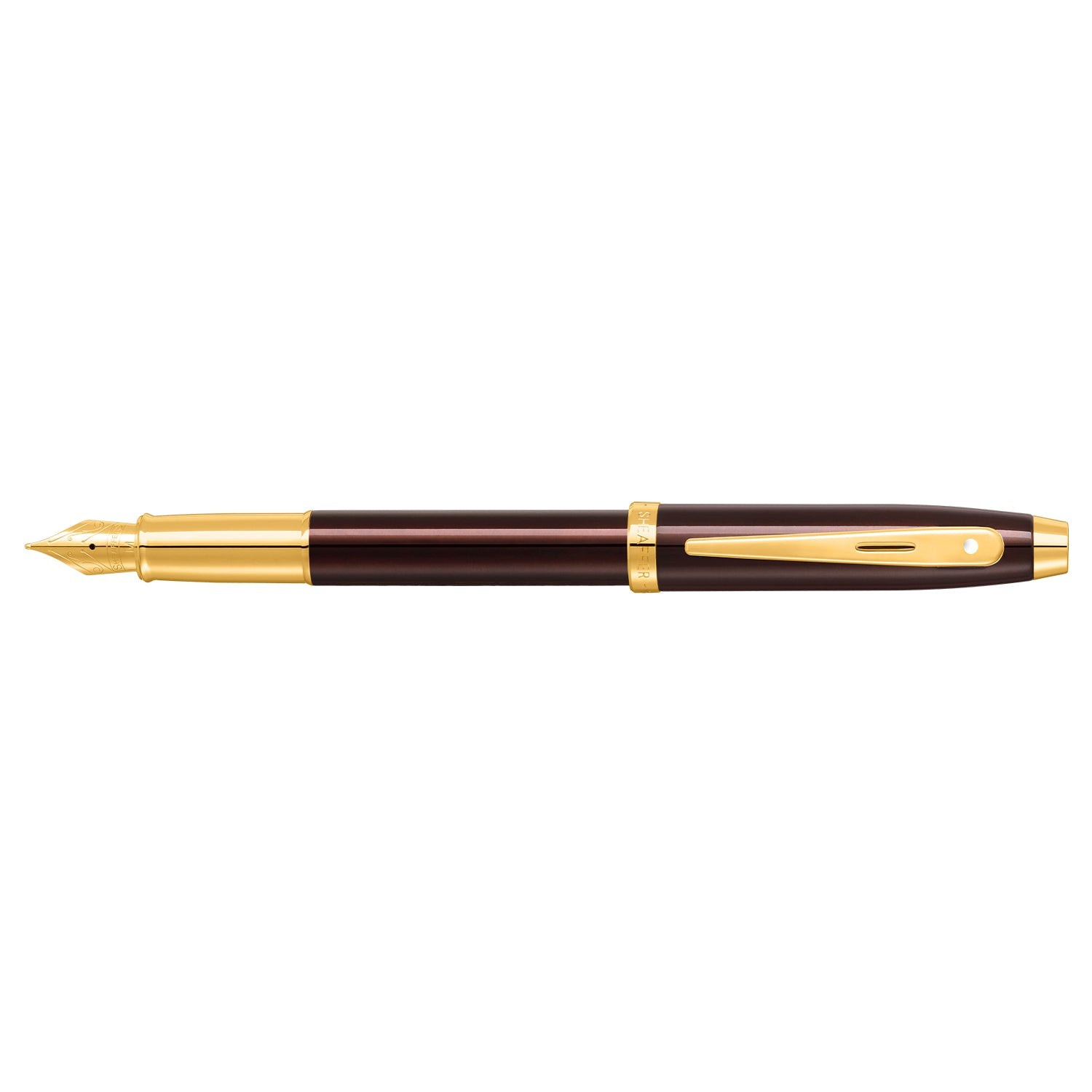 Sheaffer 100 9370 Glossy Coffee Brown Fountain Pen With PVD Gold-Tone Trim