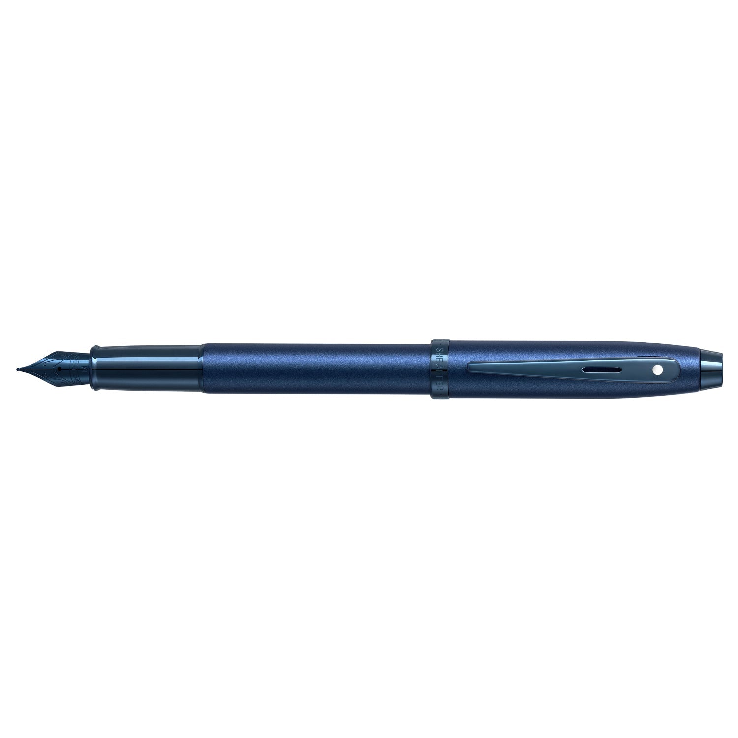 Sheaffer 100 9371 Satin Blue Fountain Pen With PVD Blue Trim