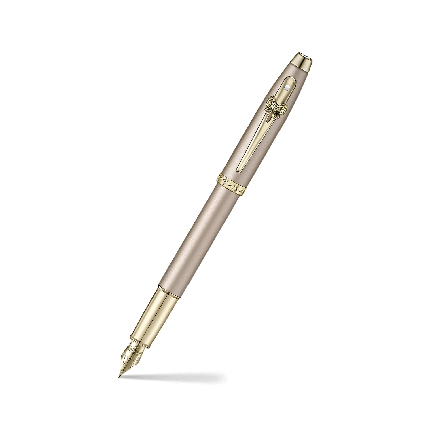 Sheaffer 100 EIP 9377 Champagne Gold Fountain Pen (Medium) with Champagne Gold Trims and Bow-Shaped Clip Emblem