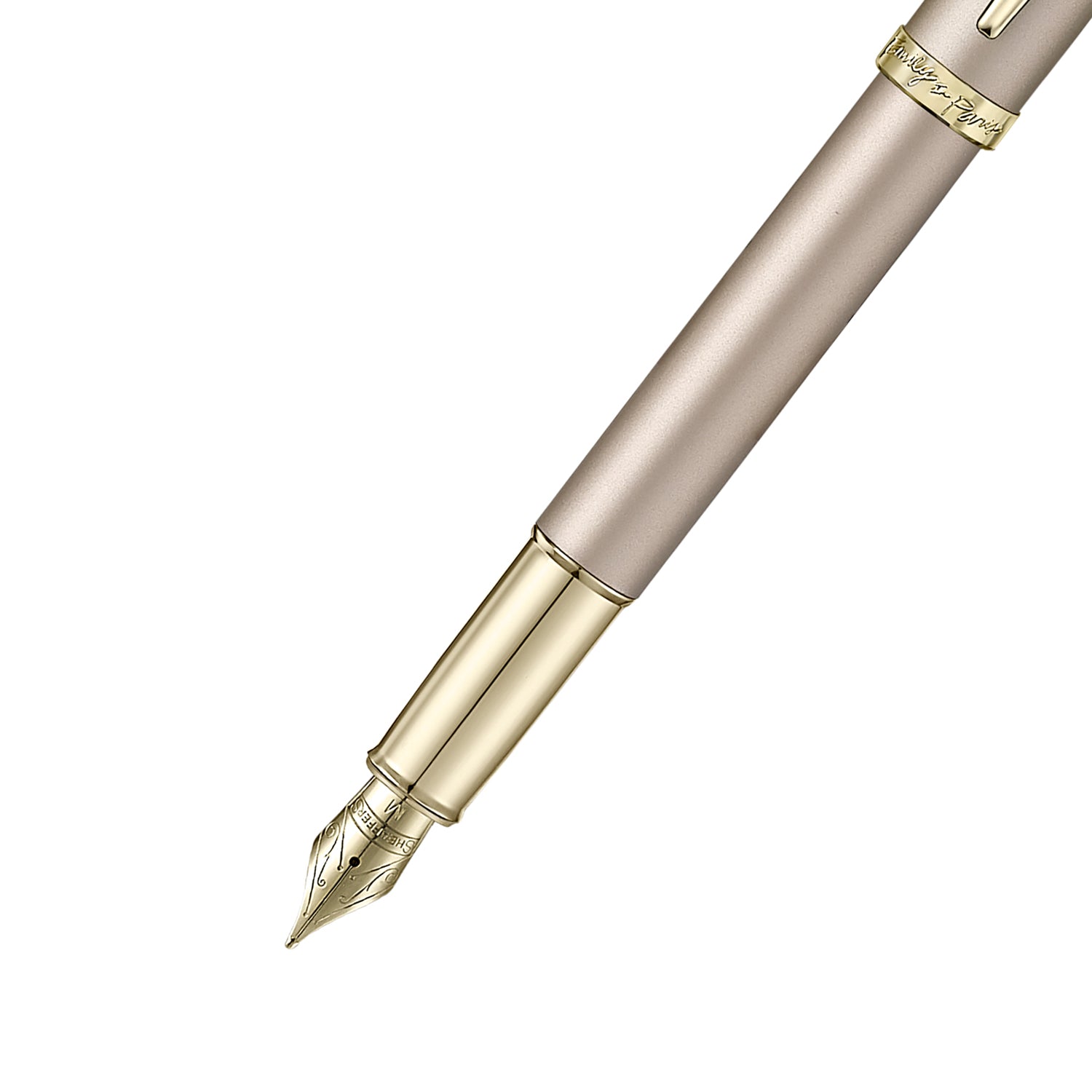 Sheaffer 100 EIP 9377 Champagne Gold Fountain Pen (Medium) with Champagne Gold Trims and Bow-Shaped Clip Emblem