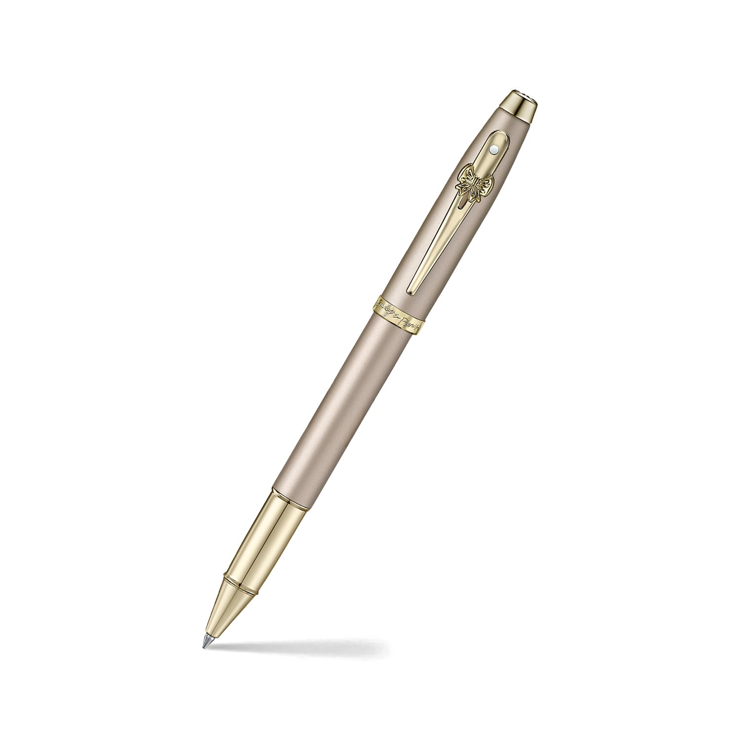 Sheaffer 100 EIP 9377 Champagne Gold Rollerball Pen with Champagne Gold Trims and Bow-Shaped Clip Emblem