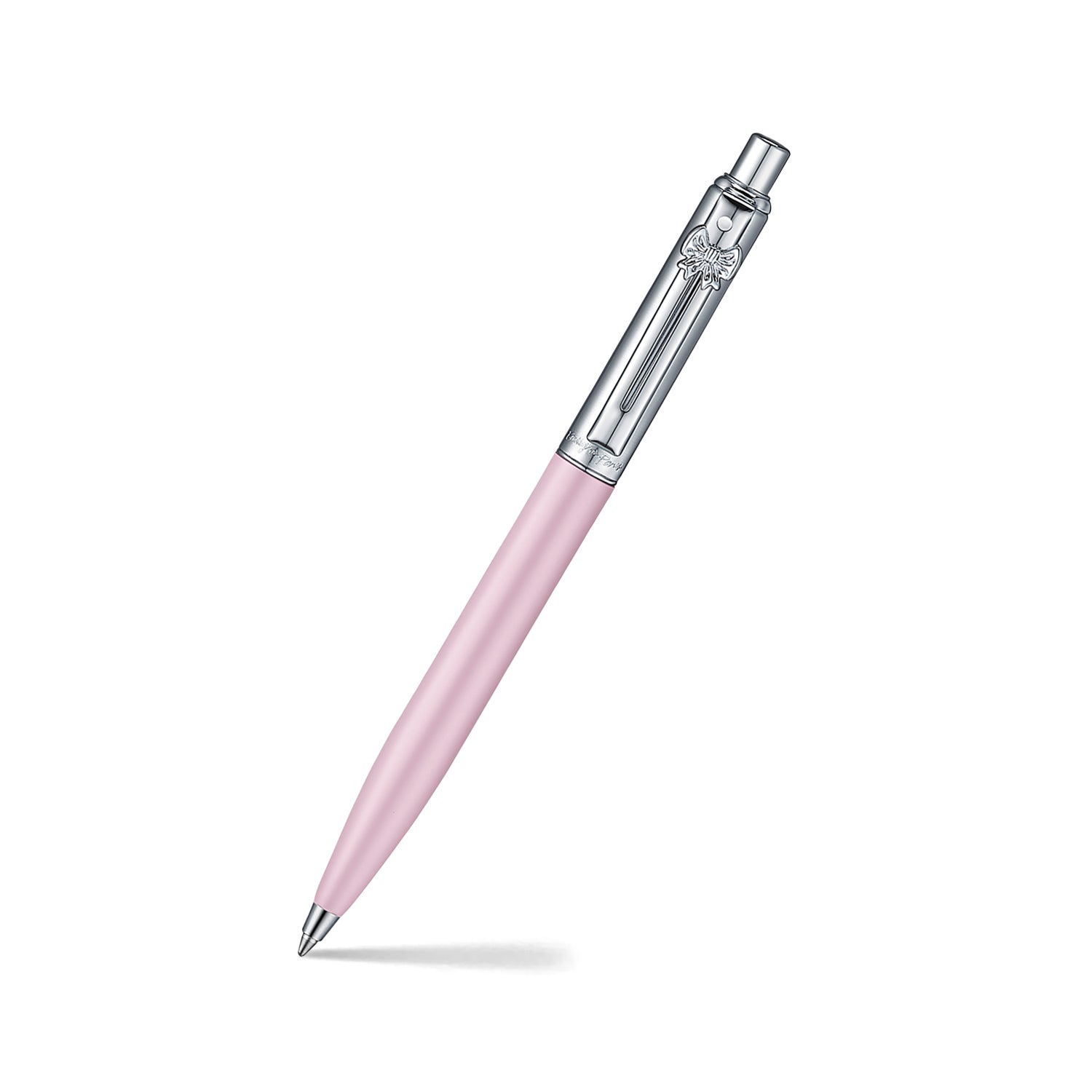 Sheaffer Sentinel EIP E321 Pink Matte Finish Ballpoint Pen with Chrome-Plated Trims and Bow-Shaped Clip Emblem