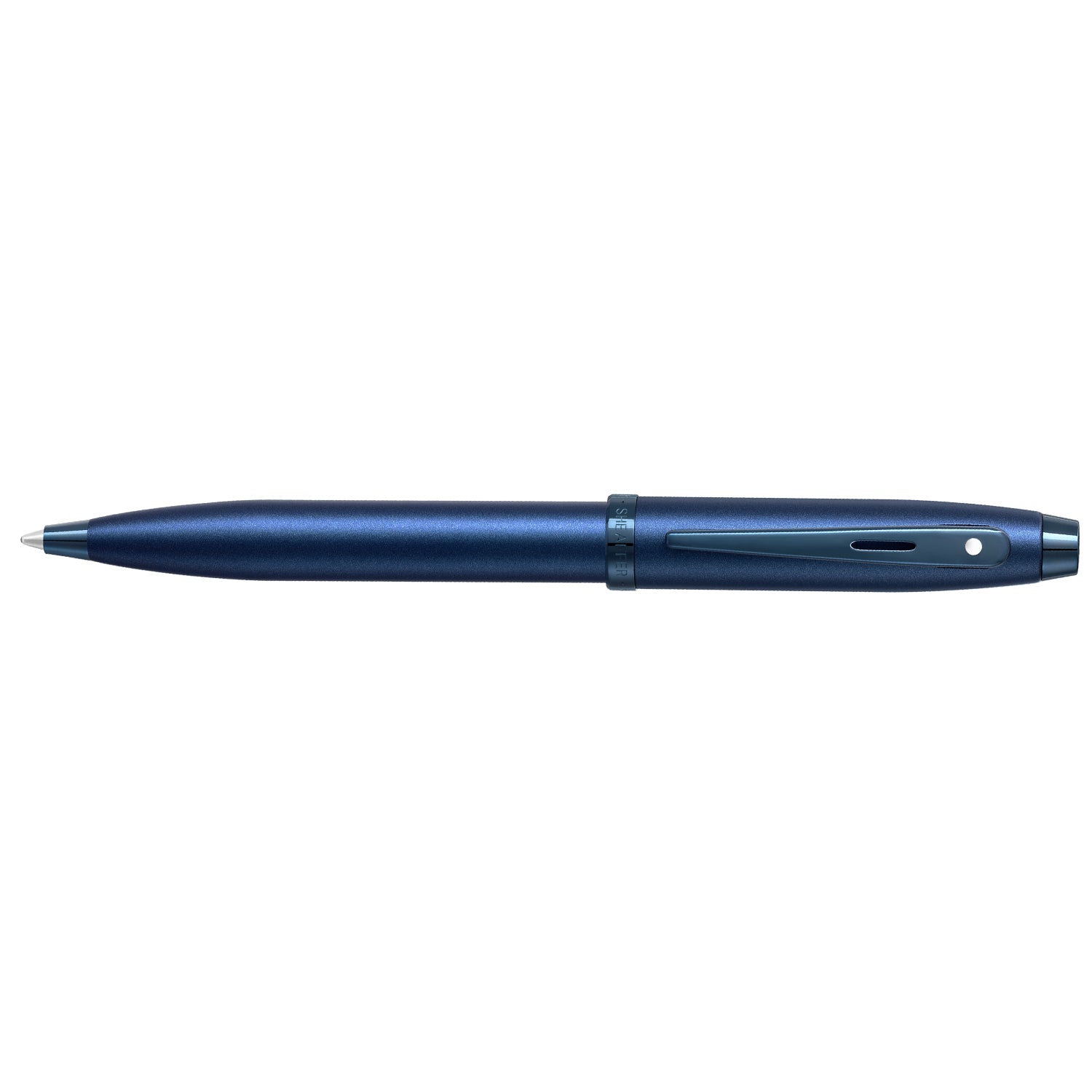 Sheaffer 100 9371 Satin Blue Ballpoint Pen With PVD Blue Trim
