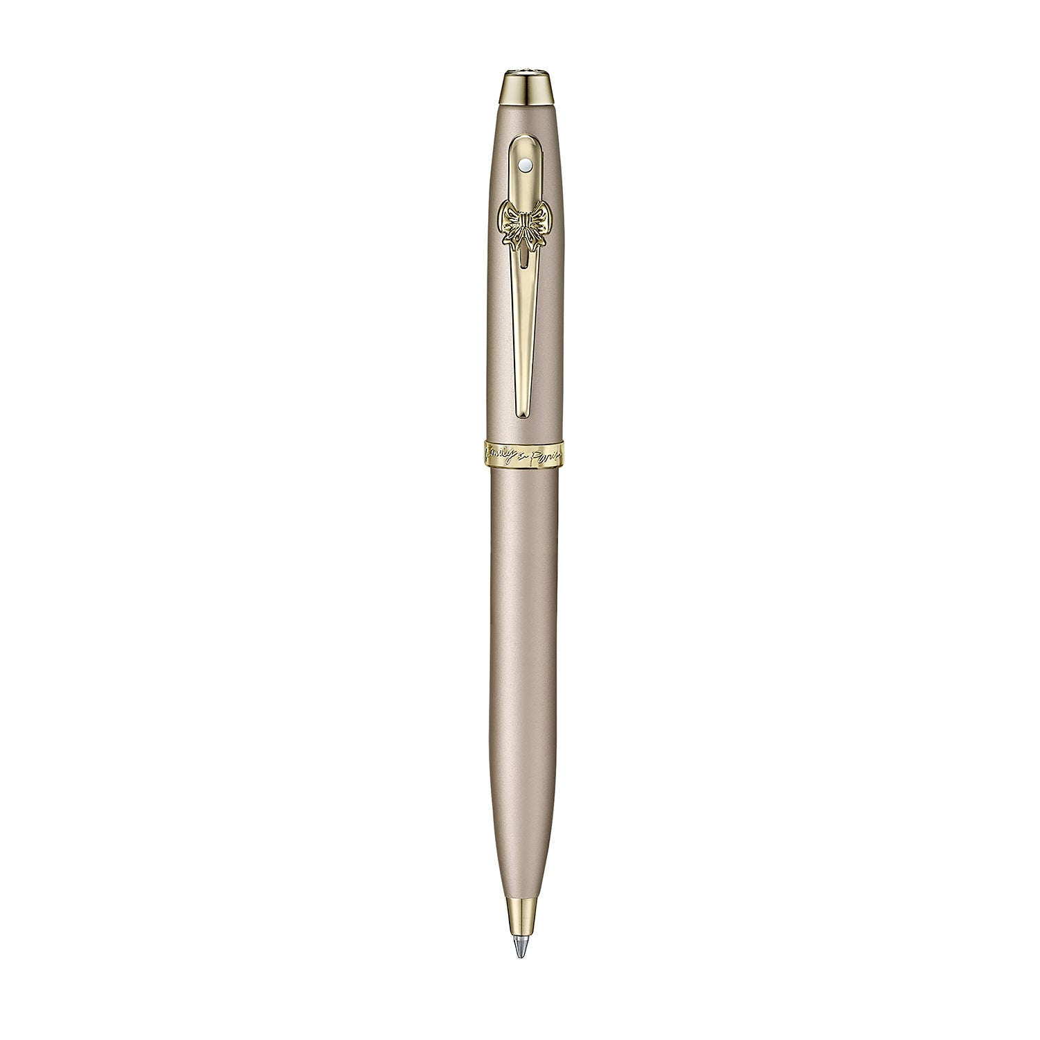 Sheaffer 100 EIP 9377 Champagne Gold Ballpoint Pen with Champagne Gold Trims and Bow-Shaped Clip Emblem