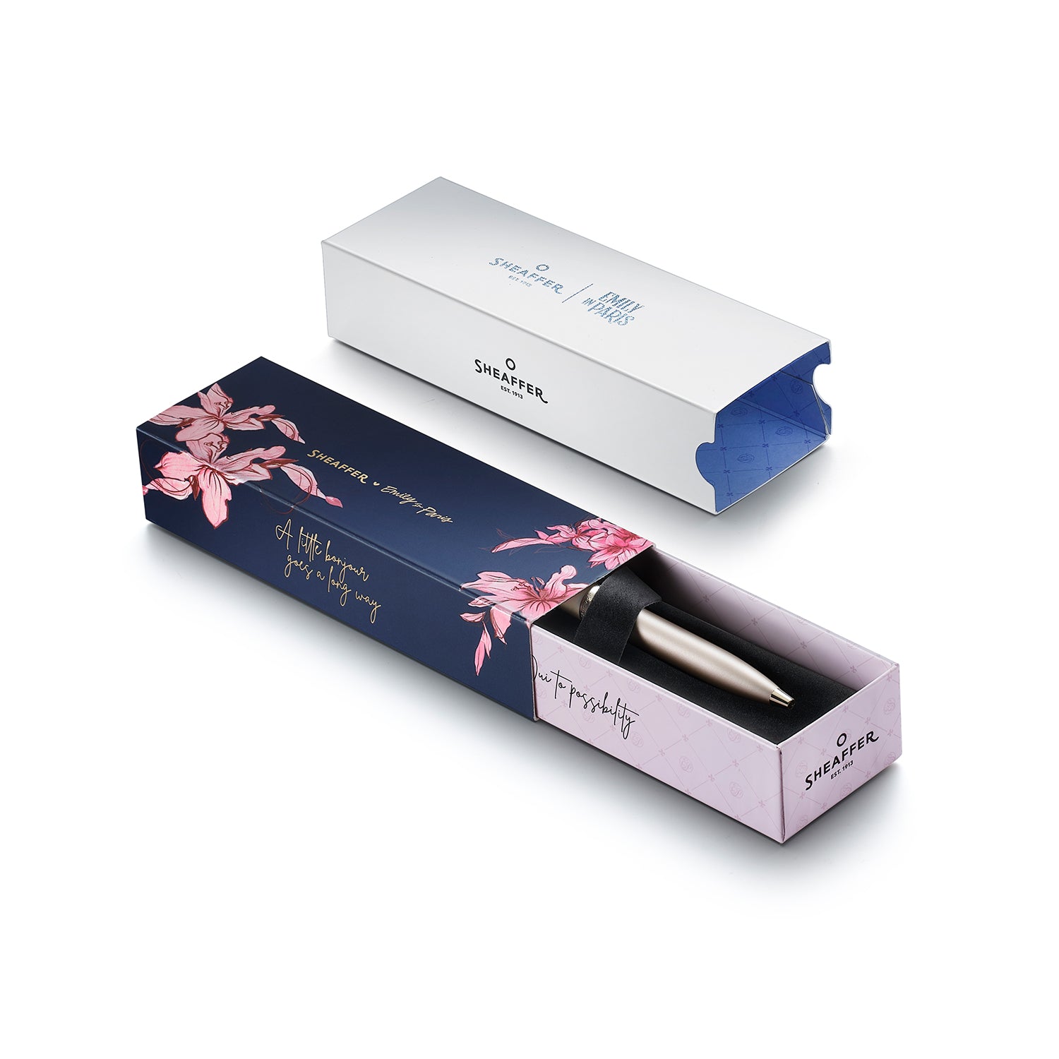 Sheaffer 100 EIP 9377 Champagne Gold Ballpoint Pen with Champagne Gold Trims and Bow-Shaped Clip Emblem