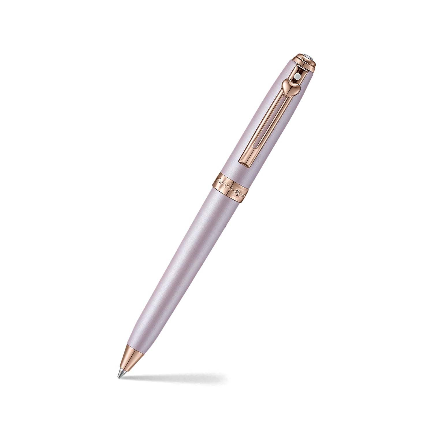 Sheaffer EIP Prelude Mini 9810 Pastel Pink and PVD Rose Gold Trims with Heart Emblem and Swarovski Crystal Ballpoint Pen