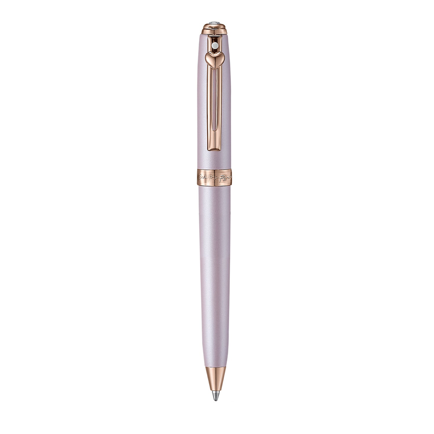 Sheaffer EIP Prelude Mini 9810 Pastel Pink and PVD Rose Gold Trims with Heart Emblem and Swarovski Crystal Ballpoint Pen