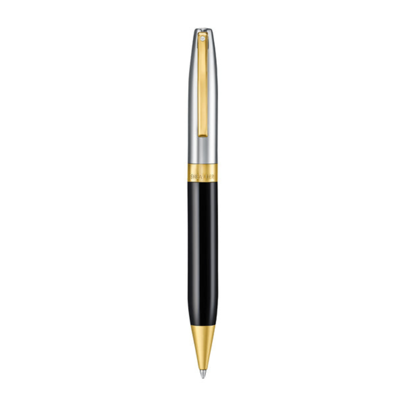 Sheaffer Legacy 9065 Glossy Black and Chrome Bi-color Ballpoint Pen with 14K PVD Gold-Plated, Stainless Steel Trims