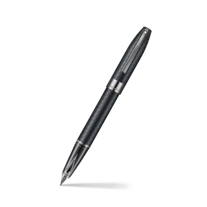 Sheaffer Legacy Chevron 9066 Matte Black Fountain Pen with PVD Gunmetal Inlaid Nib and Trims