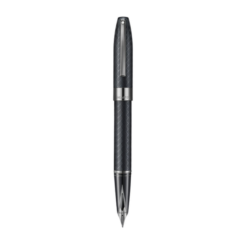 Sheaffer Legacy Chevron 9066 Matte Black Fountain Pen with PVD Gunmetal Inlaid Nib and Trims