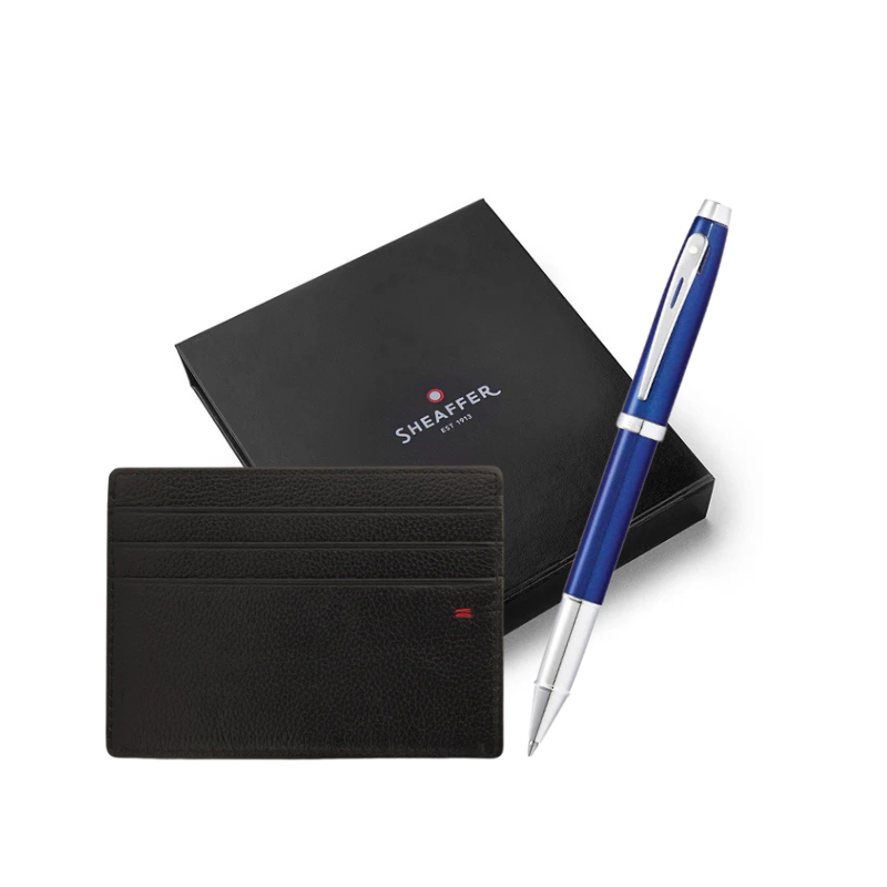 Sheaffer 100 Fountain/Rollerball Pen with Credit Card Holder Set